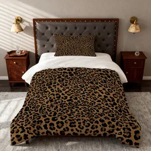 2/3PCS Duvet Cover Set Leopard Animal Print Art Style Single-Sided Printed, No Pillow Inserts or Comforter, 1 Duvet Cover & 1/2 Pillowcases, Soft Cozy Bedding Gift for Bedroom, Dorm & Guest Room