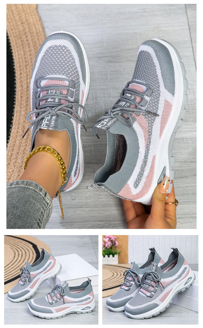 New women's sneakers, fly-knit mesh shoes, low-cut lightweight casual shoes, comfortable and versatile single shoes