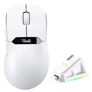 MAGIC-REFINER R1 Wireless Gaming Mouse with RGB Charging Dock,65g Ultra Lightweight,PixArt PAW3311 24K DPI Optical Sensor, LCD Display & Smart Sleep, 500mAh, Programmable Mice for Mac PC Gamer