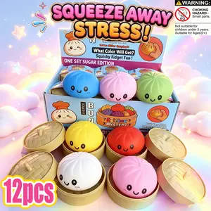 12pcs Ultra Soft Tpr Dough Balls with Steamer, Sensory Stress Relief Toy, Reusable Anxiety Relief, Office, Classroom, Party Gift