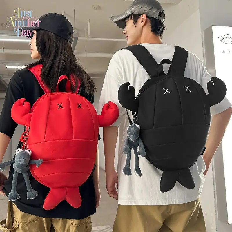 Cute Crab‑Shaped Novelty Backpack, Unisex Cartoon Animal Bag for Students Travel Cycling Outdoor Activities
