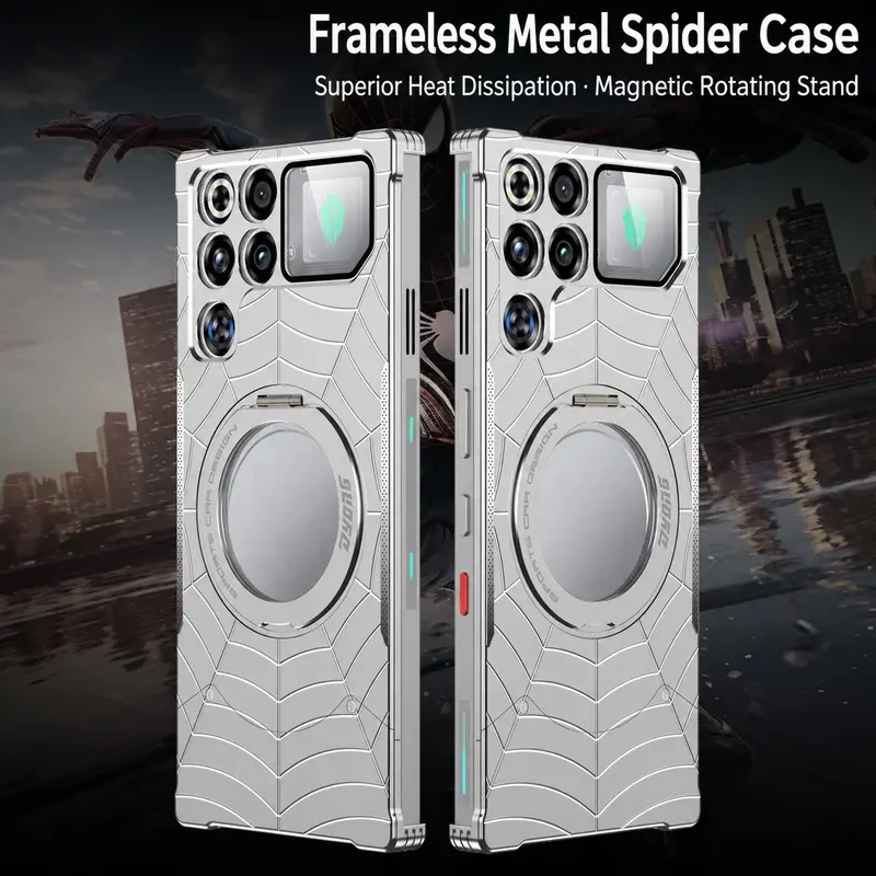 Aluminum Alloy Spider Web Magnetic Ring Stand Case For RedMagic 10 Pro 10 Pro Plus 10S Pro 10S Pro Plus 11 Pro 11 Pro Plus 11S Pro 11S Pro Plus 11 Air Shockproof Protective Cover