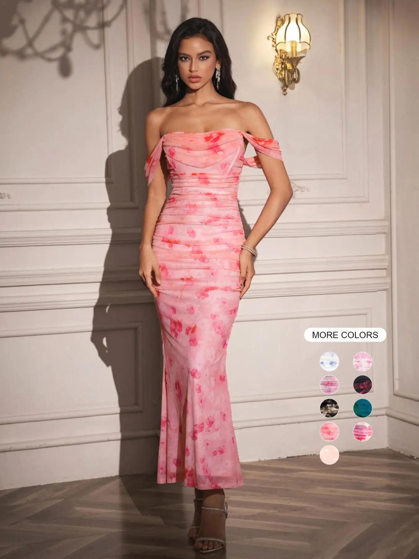 cut out backless square neck mermaid hem bodycon dress Parthea Square Neck Backless Floral Print Mesh Off Shoulder Bodycon Dress,Fitted  Elegant Dress,Womenswear,Elegant, Formal and Fashionable Long Dress for  Beach Party and Graduation Party Formal Dresses
