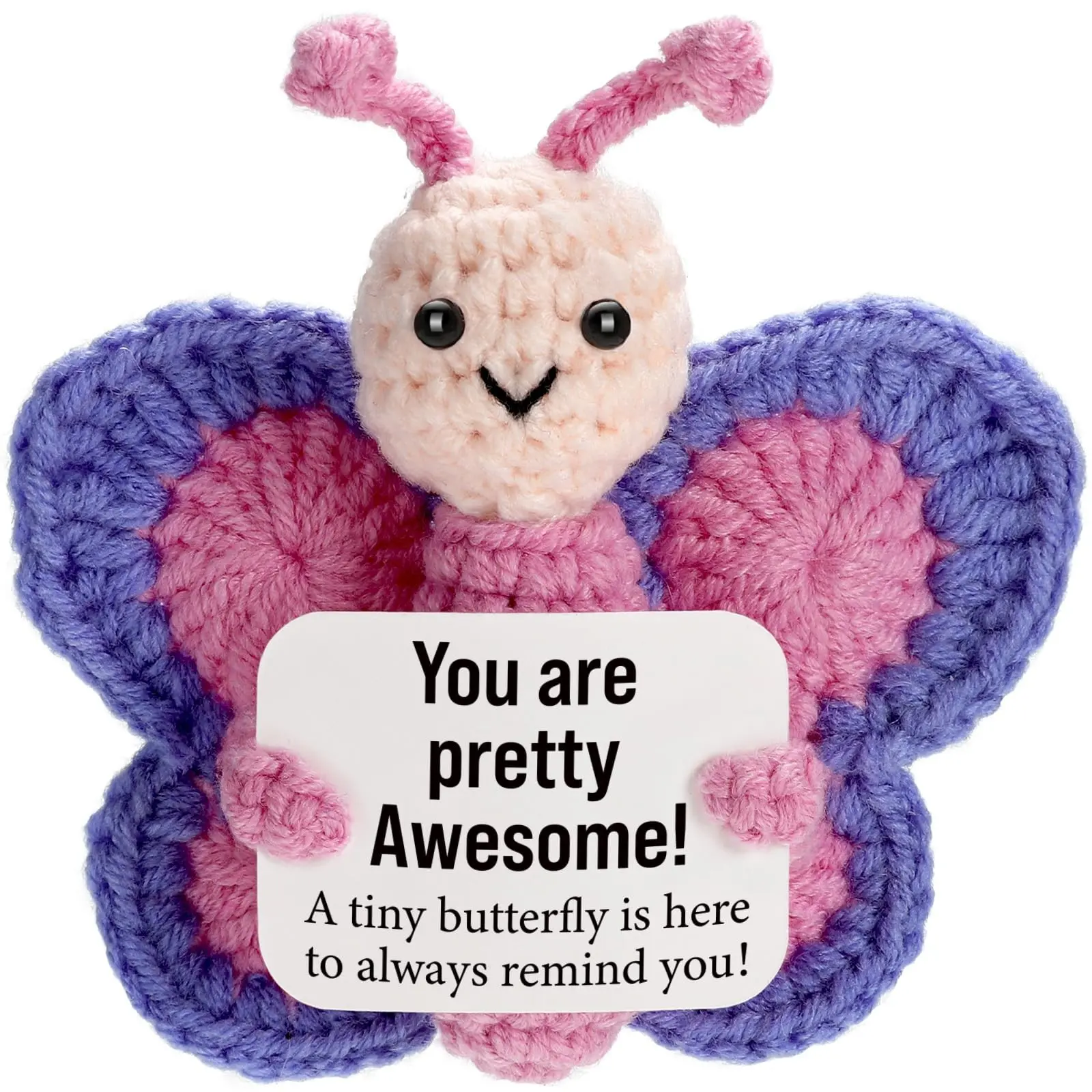 1pc A Positive And Uplifting Crocheted Butterfly Gift, Amigurumi Gift, A Mini Handmade Emotional Support Toy Doll That Relieves Anxiety And Stress. A Loving Gift Suitable for Family Members, Women, Nurses, And Girlfriends.