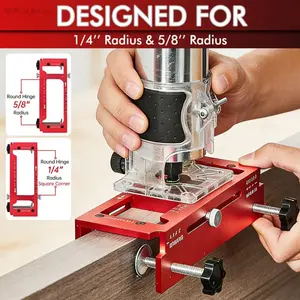 Door Hinge Jig and Lock Installation Kit, Hardware, Concealed Hinges, Aluminum Router Template for Hinge Mortise, Adjustable 6.35cm to 12.70cm, 0.64cm Thickness, 5/8 Inch RadiusAB19Wild Motion