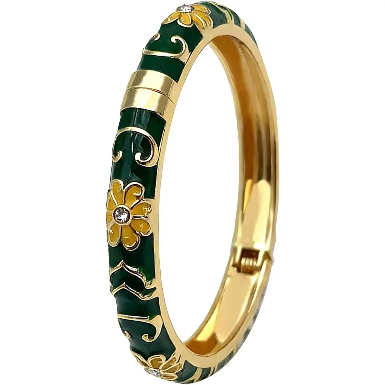 Cloisonne Handcrafted Enameled Bracelet,Flower Shaped Enamel Bling Chunky Bangle Trendy Cute Colorful  Plated  Bracelets Stackable Wife  Friendship