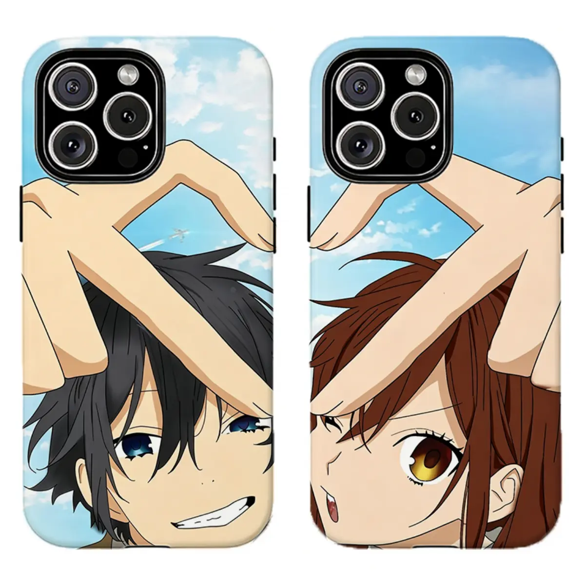 Cute matching Horimiya couple phone case vibes, sky heart gesture anime matching case for lovers|Cover For iPhone 17 Pro Max 16 15 14 13 12 11 for Samsung S21 S22 S23 S24 S25 Phone Case,Perfect gift for her,he