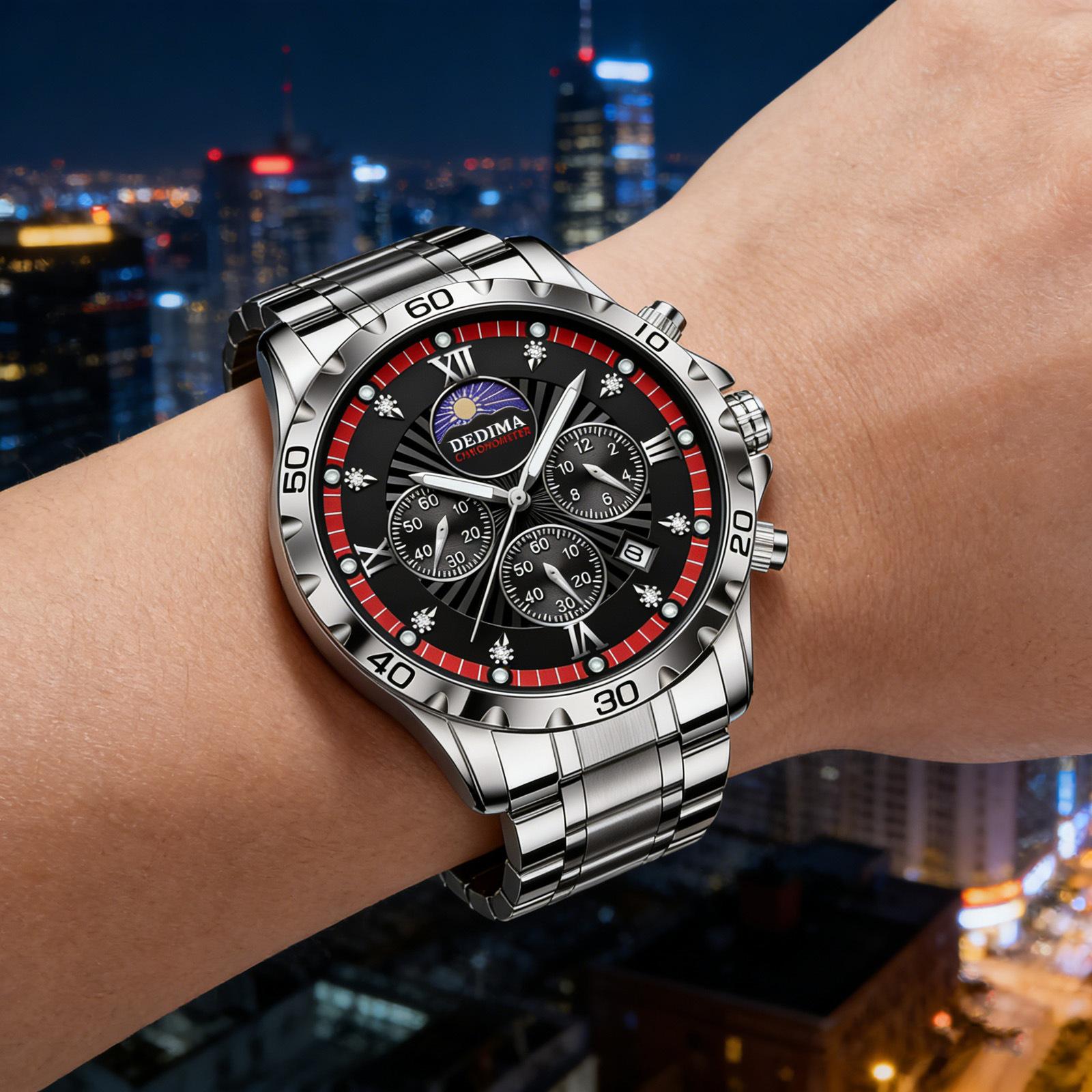 Men's Quartz Watch PE903 Movement 42mm Dial Luminous Display Calendar Moon Phase 30M Waterproof Stainless Steel Strap Business Style Hot-Selling Item Men's Quartz Watch PE903 Movement 42mm Dial Luminous Display Calendar Moon Phase 30M Waterproof Stainless Steel Strap Business Style Hot-Selling Item