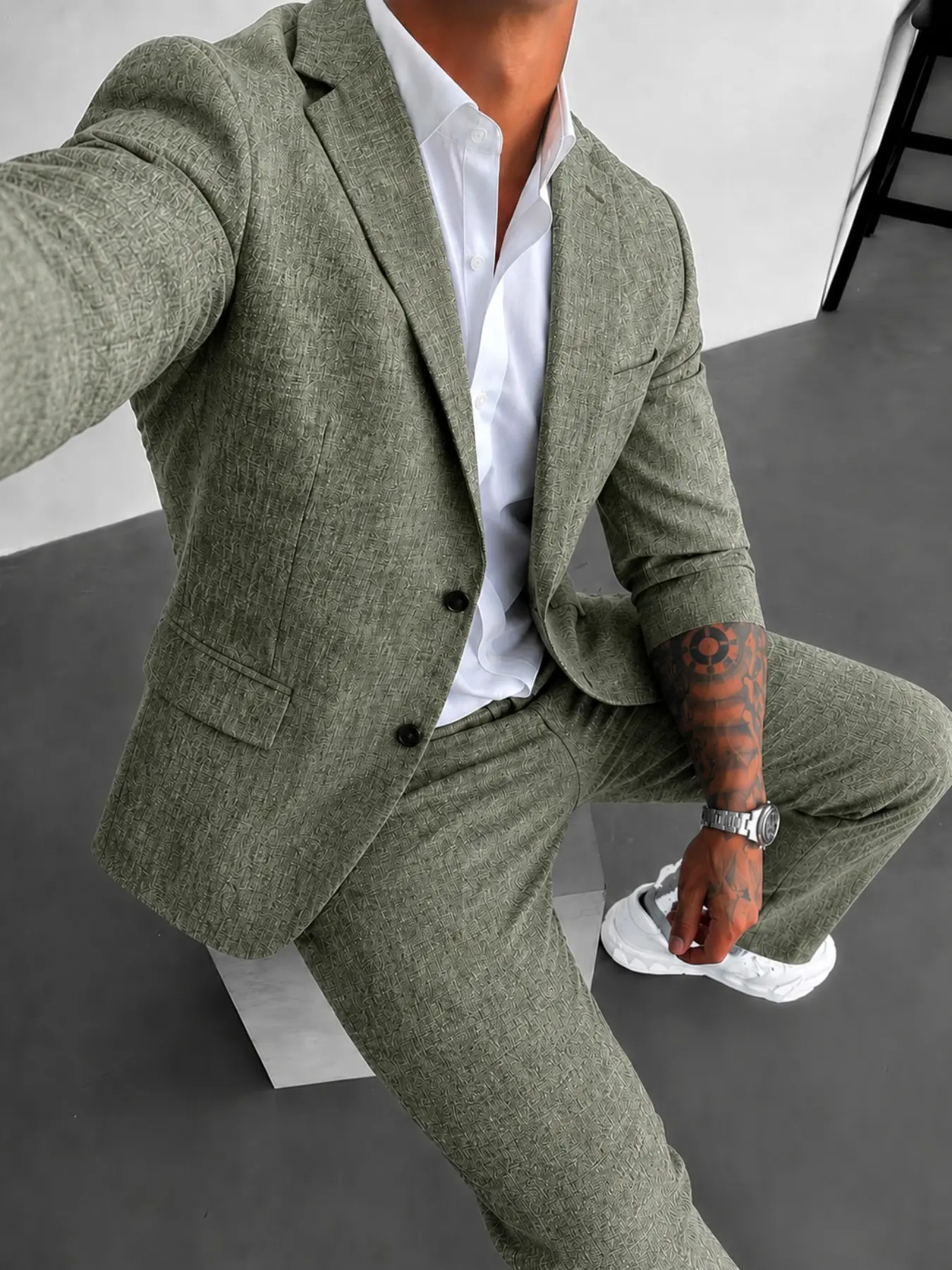 Men's Blazer and Pants Set, Textured Breathable Fabric, Suitable for Business and Casual, High-Quality Fashion Suit for Men, Suit Sets