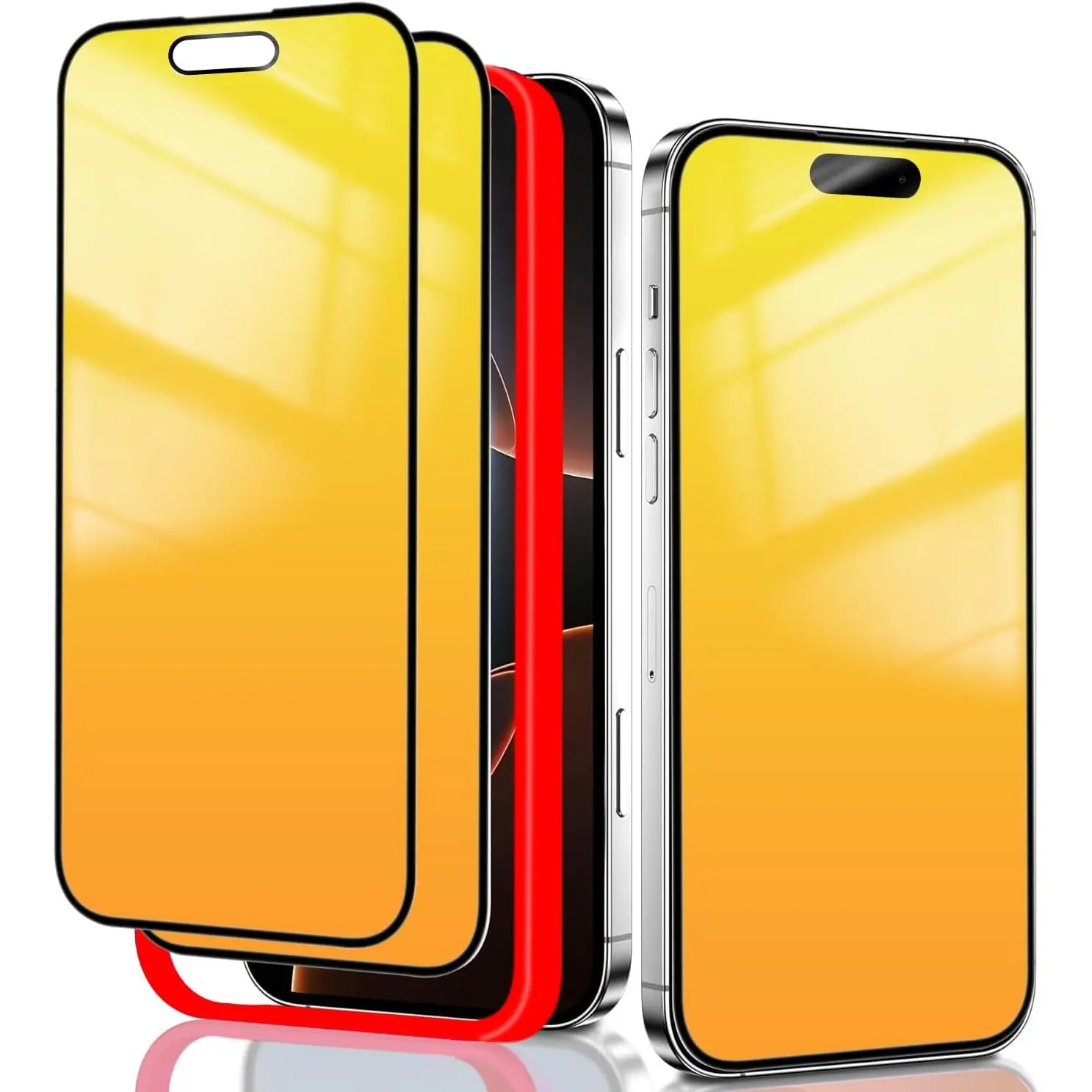 2 Pack for  16 Pro Max  Screen Protector Anti-Spy Tempered Glass Gradient Colorful Anti Bluelight Full Coverage Mirror No Bubble Easy Installation Film 6.9 inch ()