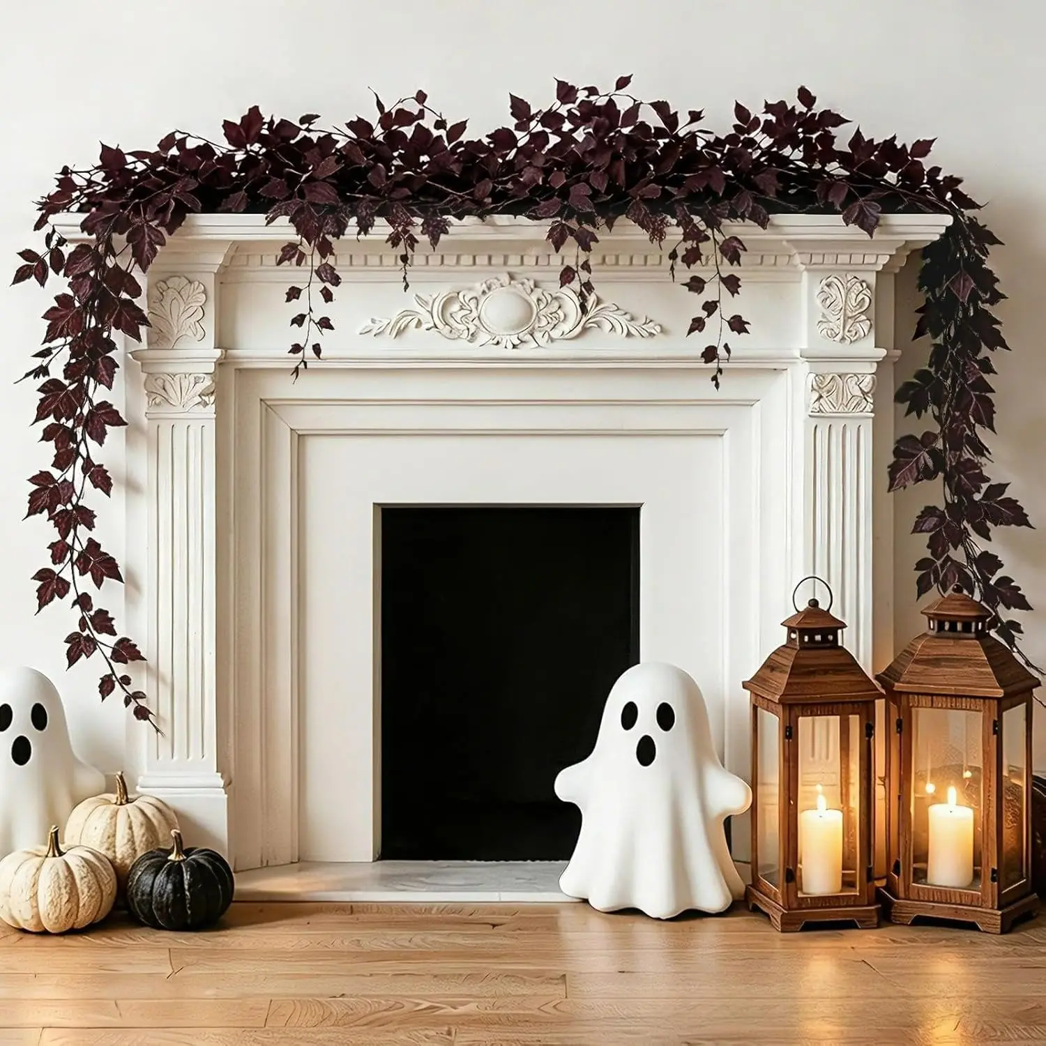 6-Foot Deep Autumn Wreath, Flexible Branches, Ideal for Fireplace, Table, Thanksgiving, Halloween Decor, Indoor Style