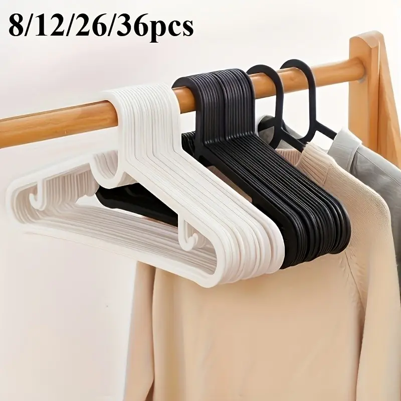 8/12/26/36pcs Plastic Hangers, No Trace Non-Slip Hangers, Ultra-Thin Coat Hangers for Closet, Simple Clothes Drying Rack, Ideal for Home Use