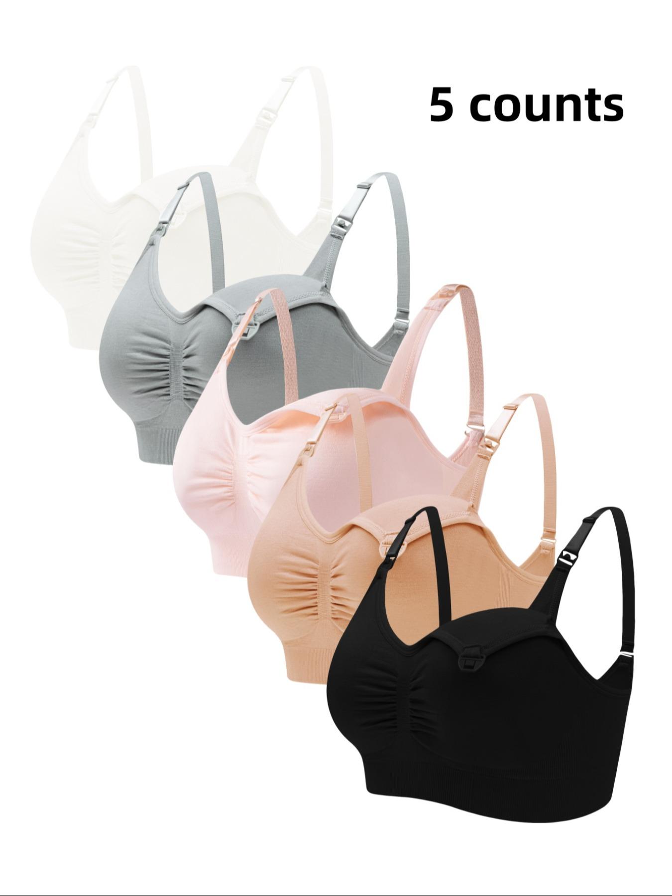 Women's Solid Ruched Adjustable Strap Nursing Bra, Seamless Padded Wireless Pregnancy Maternity Bra, Maternity Lingerie for Daily Wear