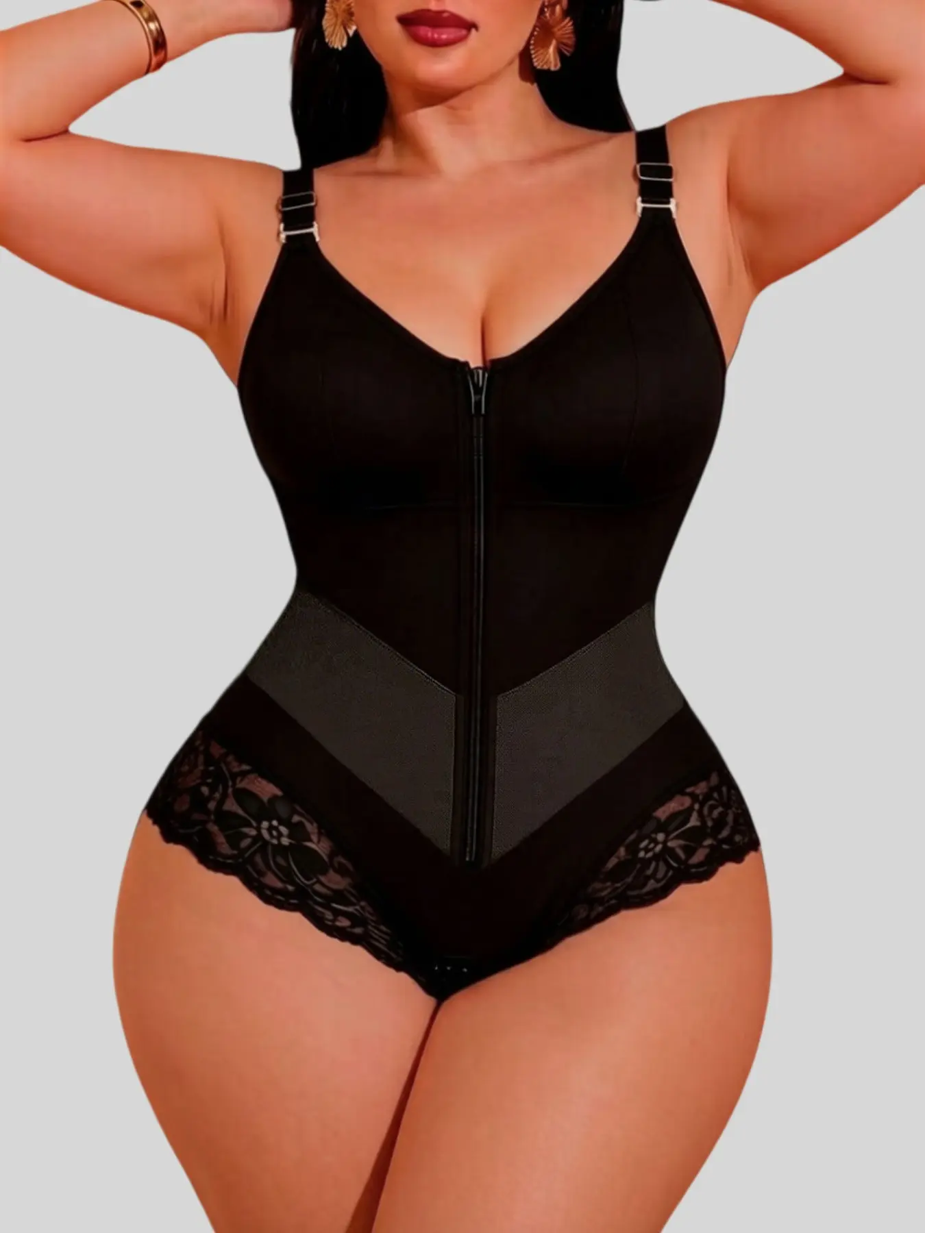 1 Count Women's Colombian Shapewear, Butt Lifting & Tummy Control Shapewear Bodysuit, Fajas Colombianas Bodysuit, Front Zipper Closure Shapewear, Ideal For Weekend Outings Travel & Daily Fashion Looks