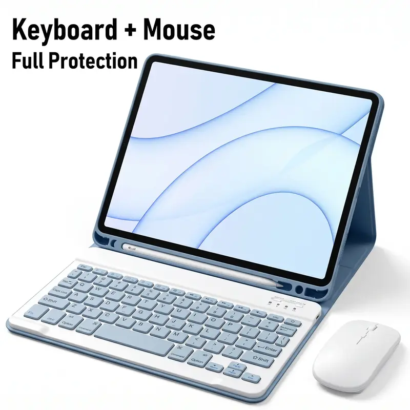 Bluetooth-Compatible Keyboard Case for iPad 10th Gen/Pro 11/Air 4/Air 5, Full-Protection Cool Tech Cover Tablet Cover with Keyboard & Mouse Set (Case Only)