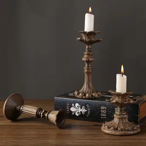 3PC Vintage Carved Resin Candlestick Romantic Candlelight Dinner Props Wedding Decoration Ornament