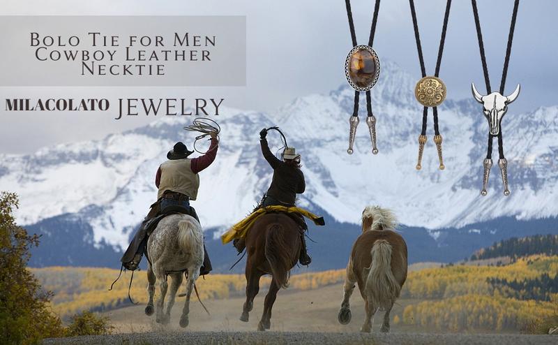 Milacolato Bolo Tie,Handmade Vintage Bolo Ties for Men Western Cowboy Leather Necktie with Natural Tiger Eye Stone Costume Accessories for Men Women 6Pcs