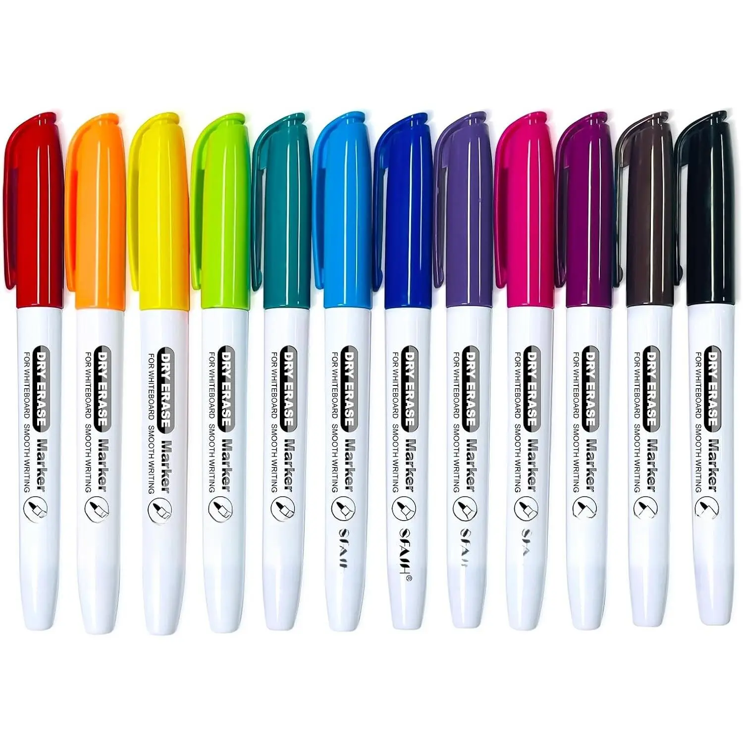 Fine Tip Dry Erase Markers, 12 Pack, 12 Colors, 1-2mm Line,  | Low Odor, Erasable Whiteboard Markers Bulk Set, for Classroom, Homeschool, , Travel Drawing, Writing &  Art
