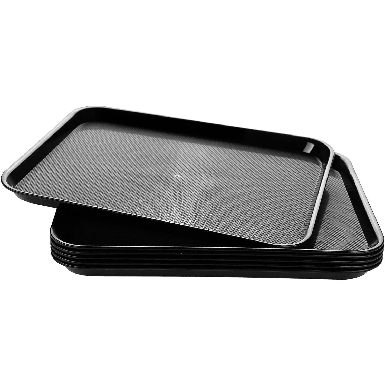 Rectangular Plastic Serving Trays, Black, Set of 6 | 17"X13",   Serving, Cafeteria Trays