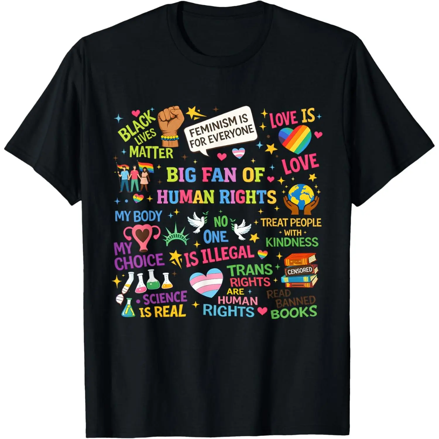 Streetwear T-Shirt for Men & Women, Human Rights Equality Floral Rainbow Graphic, Breathable Short Sleeve Cotton Blend Round Neck Top, Tee, Style, Tshirt, Statement, Soft, Casual