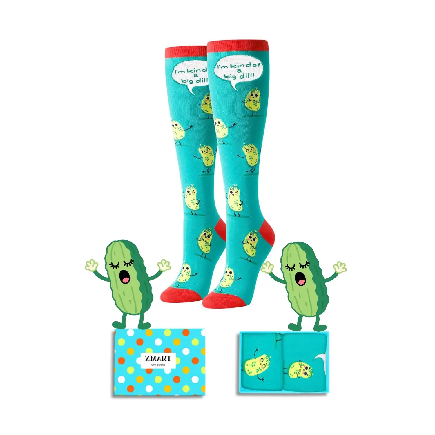 Zmart Women'S Pickle Socks Knee High, Funny Pickle Gifts For Pickle Lovers, Pun Socks