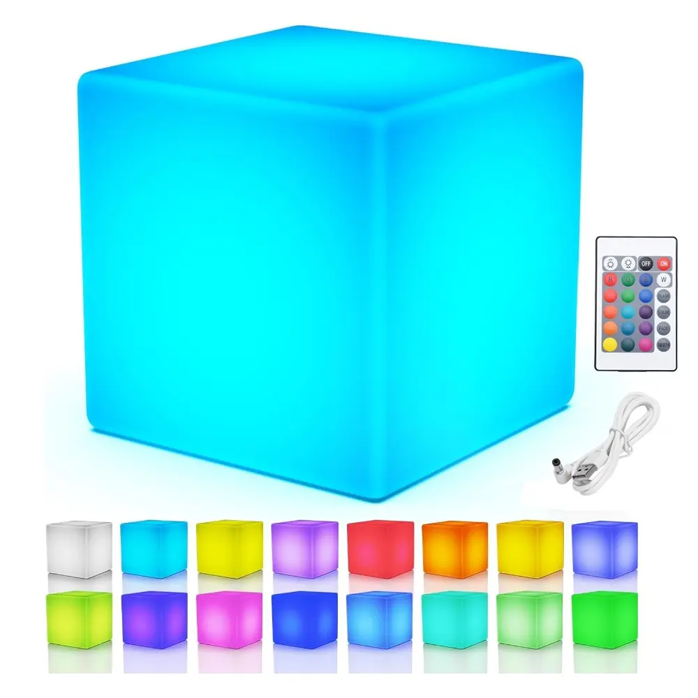 Remote Control Rechargeable Glowing Cube Light, 16 Colors LED Emotion Lamp, Outdoor Waterproof LED Cube for Kindergarten Home Patio Party Decor