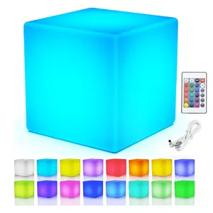 Remote Control Rechargeable Glowing Cube Light, 16 Colors LED Emotion Lamp, Outdoor Waterproof LED Cube for Kindergarten Home Patio Party Decor