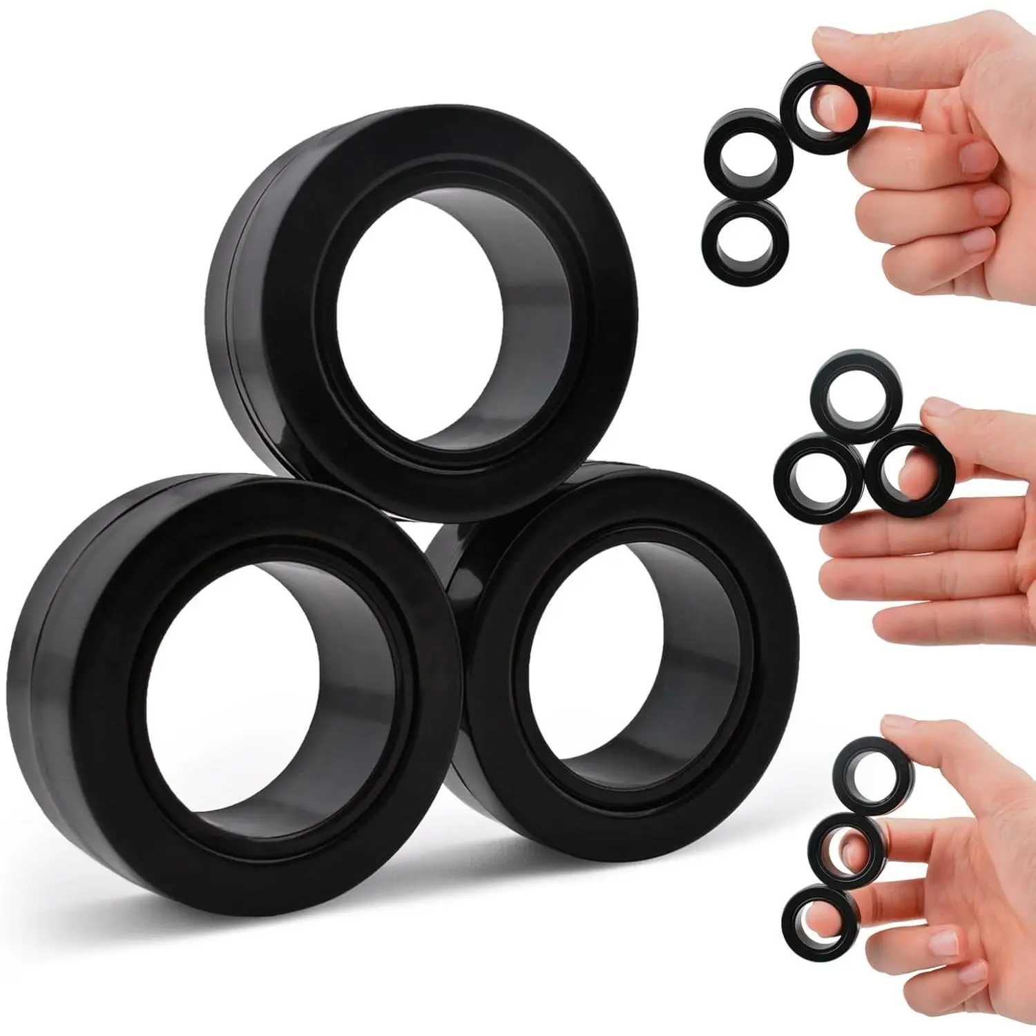 3 PCS Magnetic Rings Fidget Toys Set for Adults Boys Teens,ADHD Anxiety Fidget Spinner Magnetic Ring,Coolest Finger Stress Relief Toys Kids Birthdays Easter Gifts for 8 9 10 11 12+ Year Old