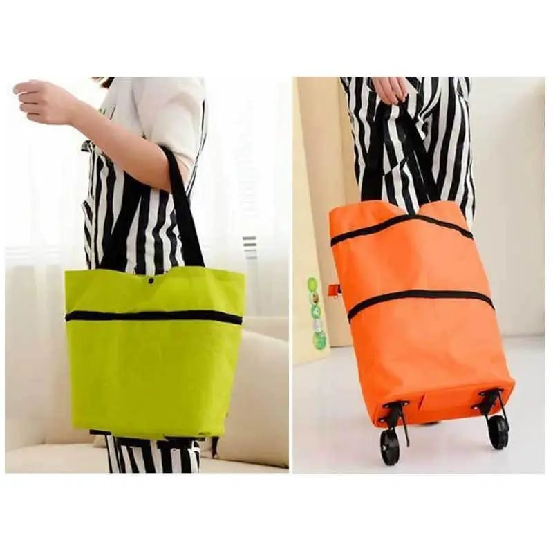 2-in-1 lightweight foldable shopping cart, reusable grocery bag, travel bag, household delivery bag, multifunctional grocery trolley, large-capacity foldable portable wheeled tote bag, dolly, waterproof supermarket outdoor bag