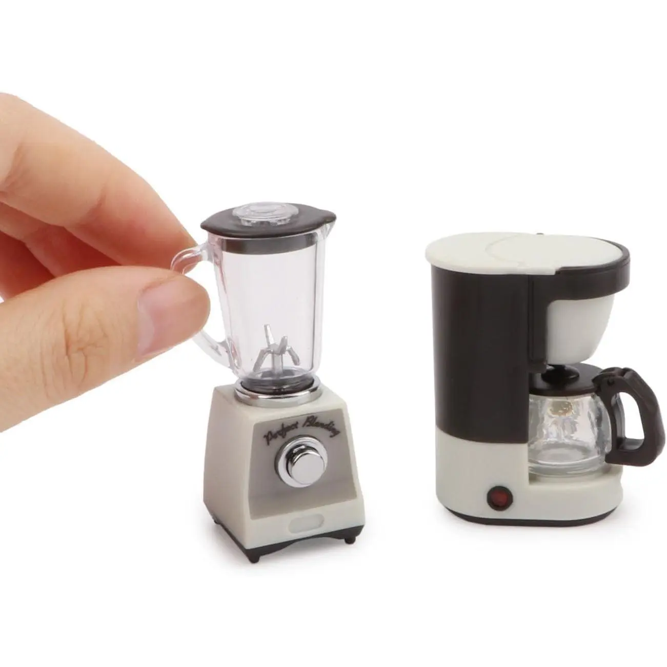 1/12 Miniature Coffee Maker & Juicer 2Pcs Set Doll House Kitchen Appliances Plastic Model Furniture Coffee Pot Blender Accessories White