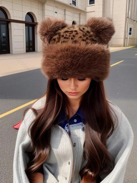 "TikTokShopBlackFriday"Unisex Mongolian Style Plush Fur Hat – Soft Wool Knit Warm Cap   Adjustable Heart Design, Elegant Retro Accessory for Autumn Winter Travel/Streetwear/Cold Weather