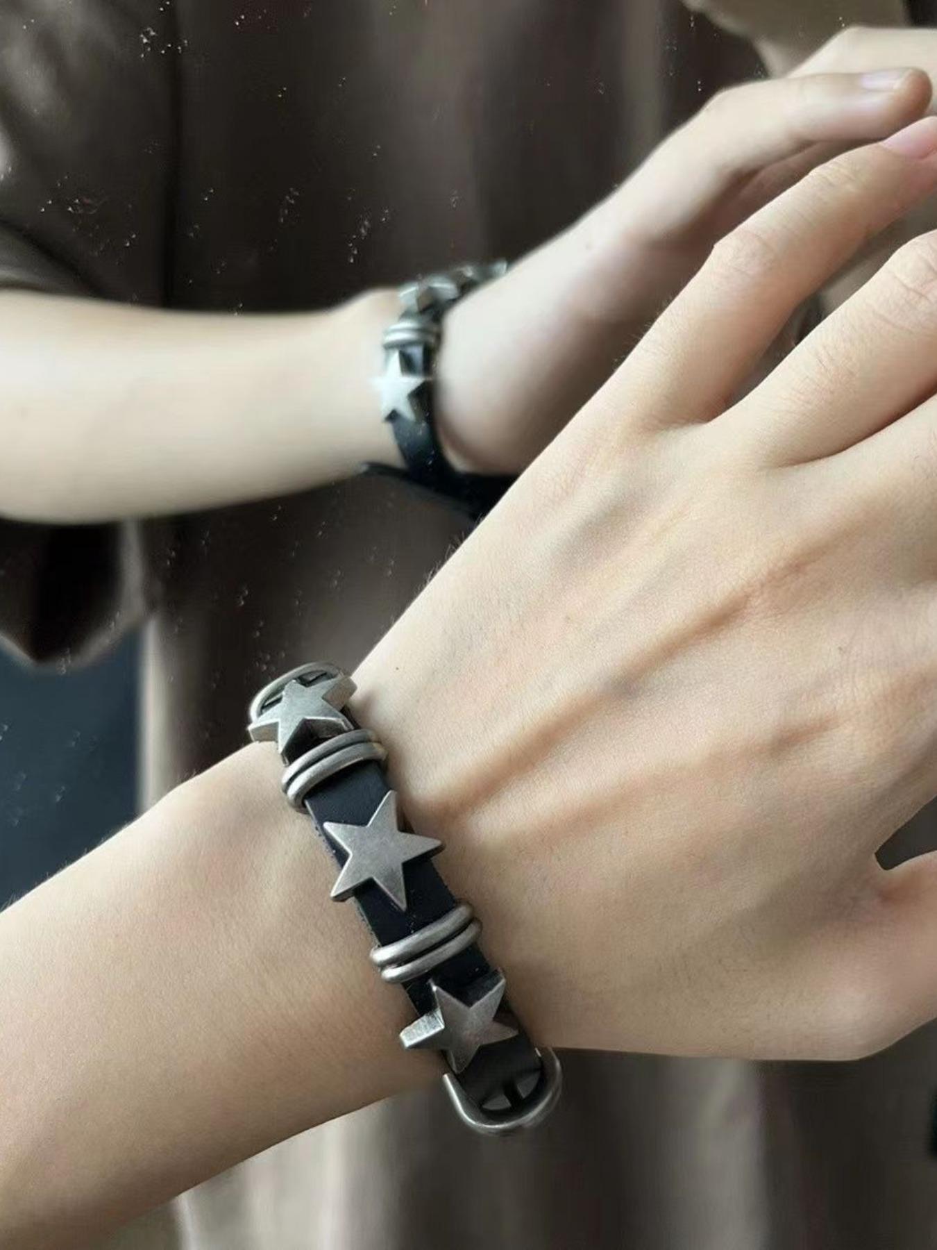 Punk Star Decor Pu Leather Bracelet, Adjustable Fashion Accessories for Both Men & Women for Party, Daily Clothing Decor,  All-match & Exquisite Jewelry