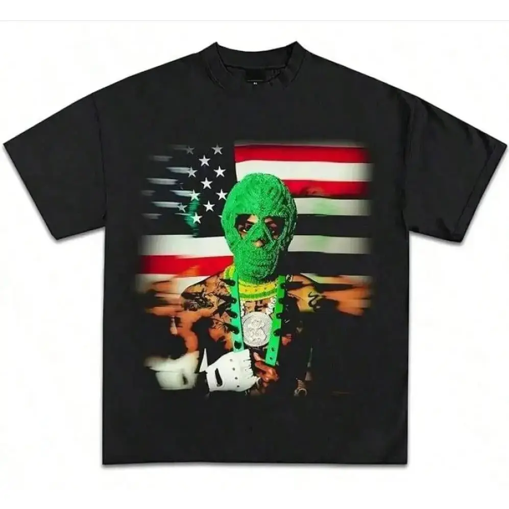 YB Green Mask Portrait T-Shirt – Unisex Graphic Tee for Streetwear, Casual Everyday Outfit – Trendy Artistic Print Shirt for Men & Women – Cool Designer Style, Comfortable Cotton Tee, Perfect Gift for Fashion & Art Lovers