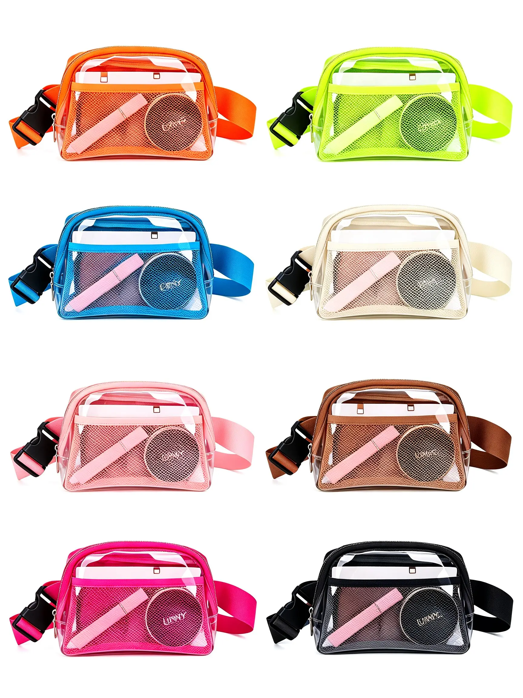Multicolor Transparent Waist Bag, Small Crossbody Belt Pack, Sporty Event Compliant, Ideal for Concerts, Sports, Travel, Outdoor Fitness