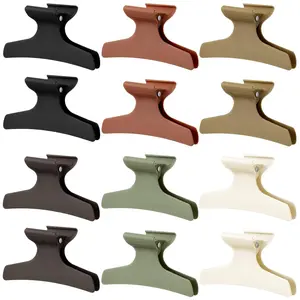 12 Pcs Butterfly Hair Clips for Styling Sectioning, Women Butterfly Clamps Non Slip Claw Salon Section for Cutting Styling Coloring Thick Thin (Morandi Color)