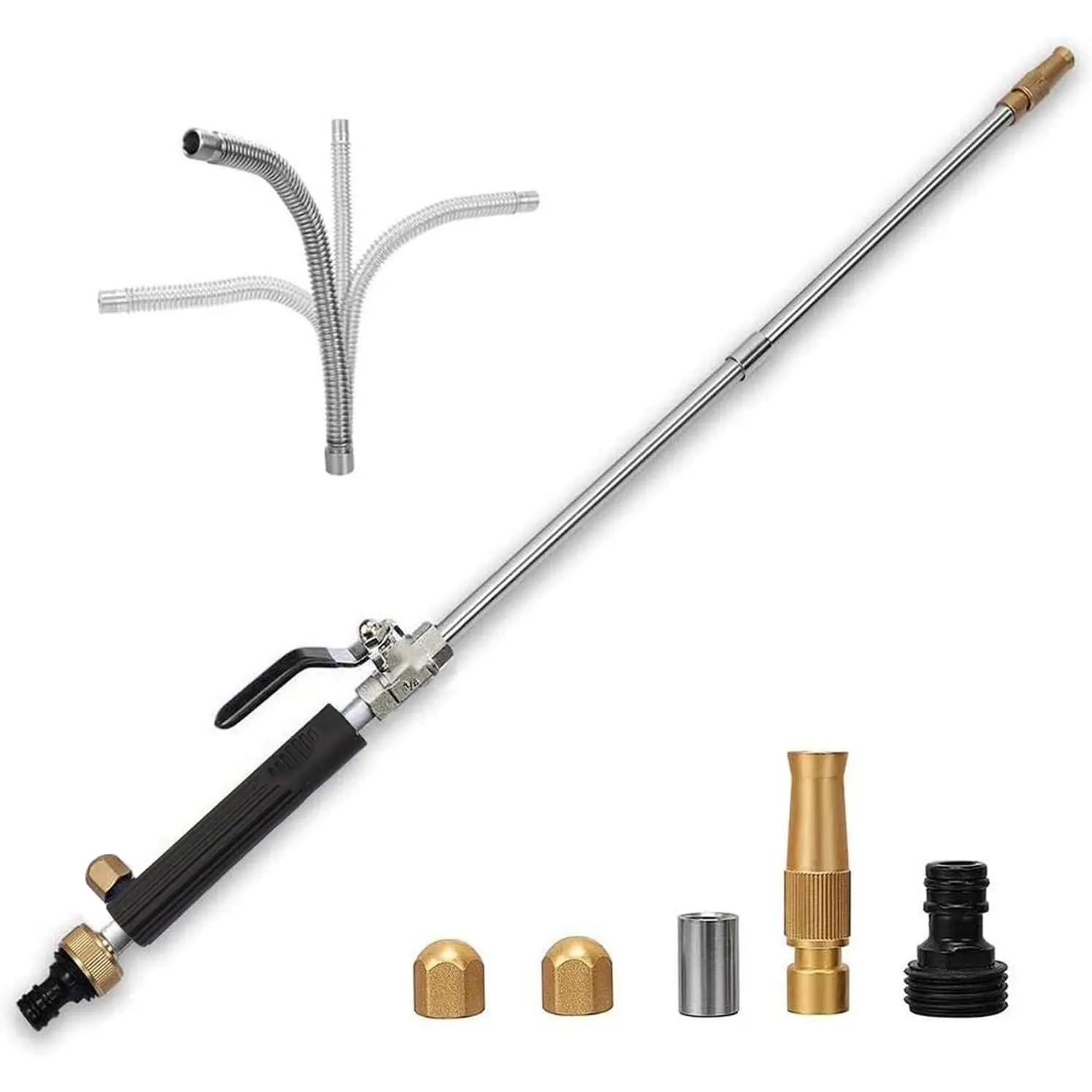39'' High Pressure Washer Hose Attachment Jet Nozzle,Hose into Power Washer Sprayer Wand with Flexible Hose Nozzle,Cleaning Tool for Gutter Patio Car Pet Window Glass Black