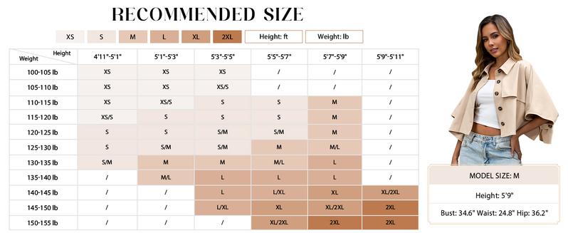 FMEYOA Womens Oversized Cropped Trench Coats Single Breasted 3/4 Cape Sleeve Trendy Casual Jackets Button up Outerwear