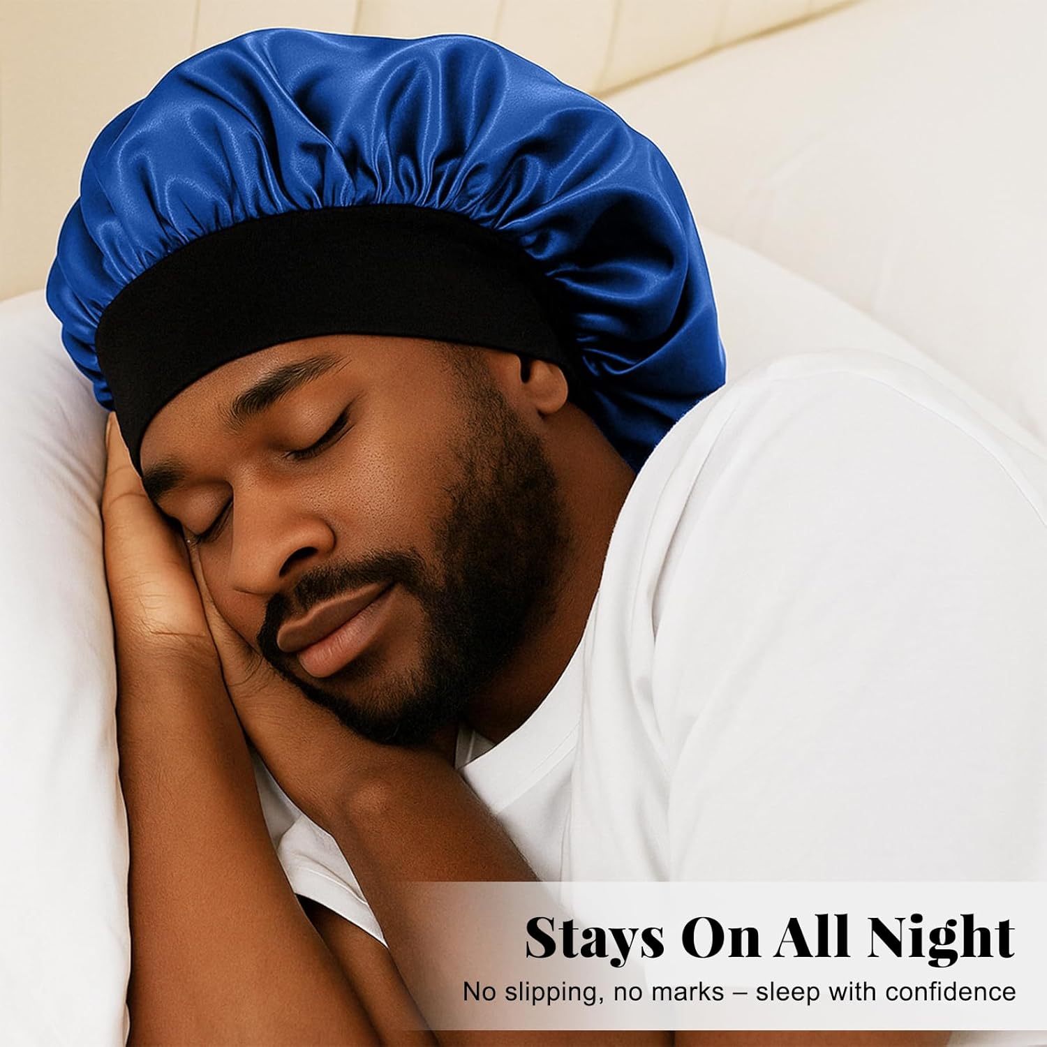 Long XL Satin Bonnet for Braids Dreadlocks Curly Hair Sleep Cap Black Women Men Large Satin Bonnet for Men, Loc Cap, Dreadlocks & Braids Cap  main image 4