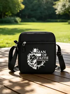 Lion Print Men's Messenger Bag, Sporty Nylon Mini Crossbody Backpack, Ideal for Commuting and Daily Use, All Seasons