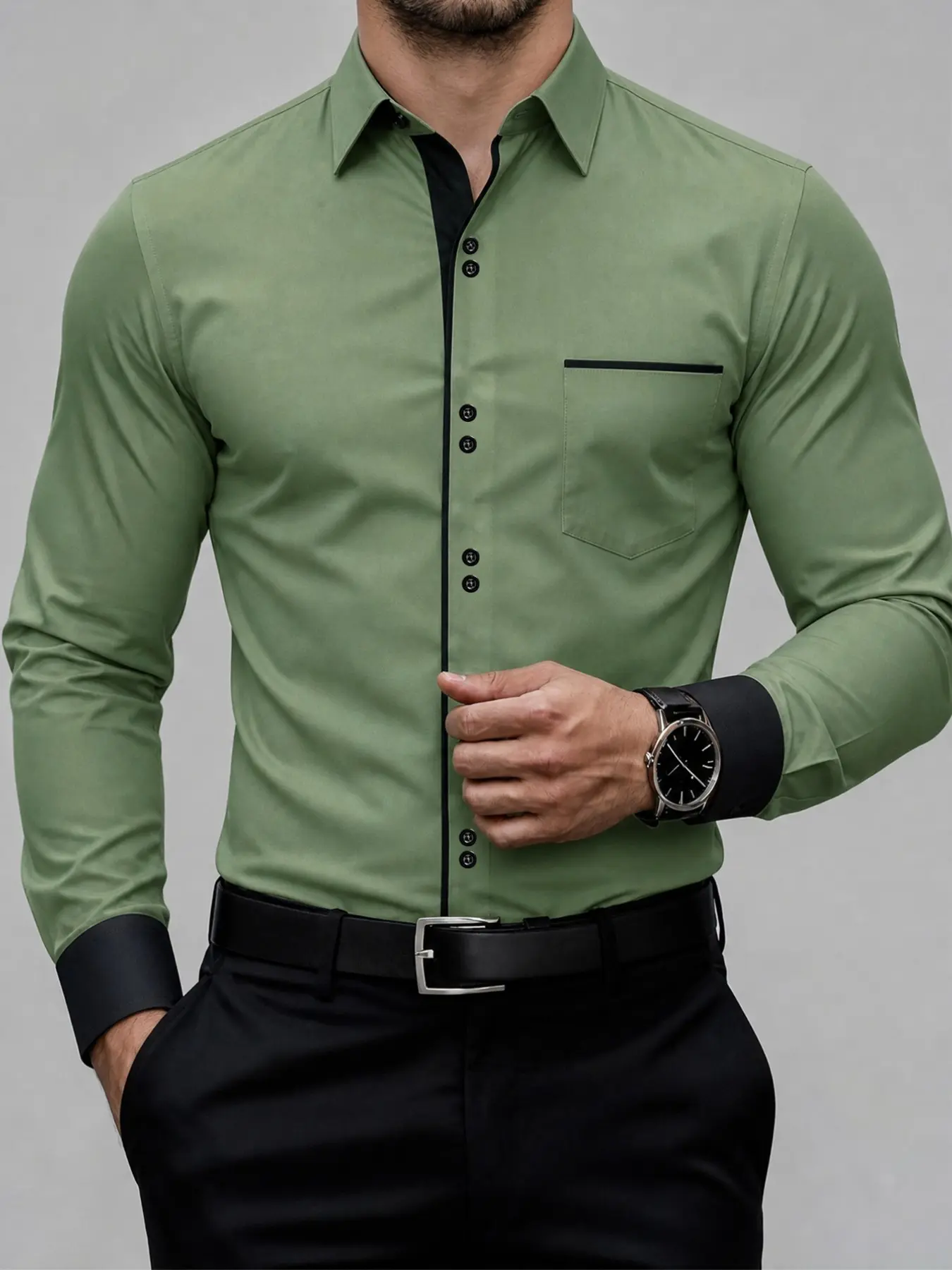 Men's Formal Shirt Csc5747, Classic Collar Business Shirt, Office and Party Wear, All Seasons, Fitted, Durable