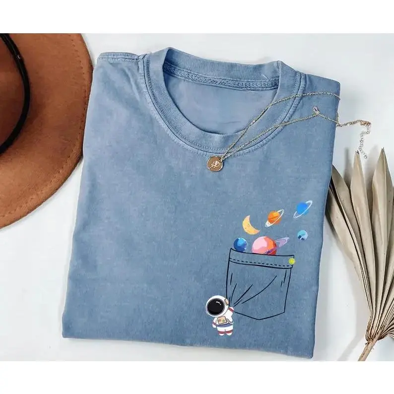Astronaut Pocket Peeker Shirt, Funny Planets Pocket Shirt, Space Shirt, Astronaut Gift, Space Lover Shirt, Gift for Astronaut Lover