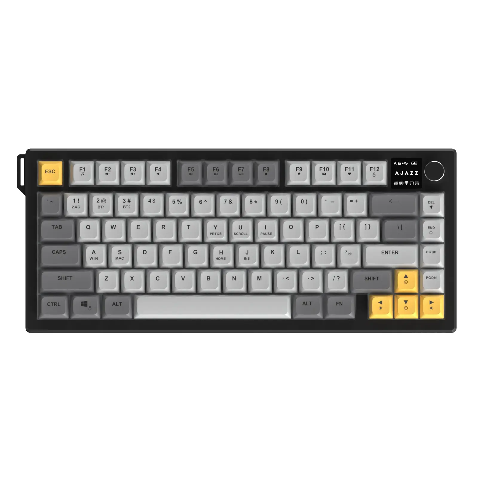 Blackjade Af82 75% Wireless Keyboard, Multimedia HD Screen, Volume Knob, Ergonomic Design, Triple Mode, RGB DIY, Gaming & Office Use