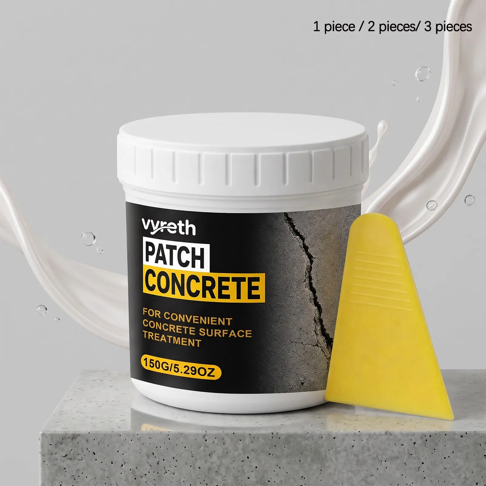 Concrete Repair Mortar (150g + Spatula), Quick Strong Crack Filling, Waterproof Leak Proofing, Daily Road Construction Home Wall Repair
