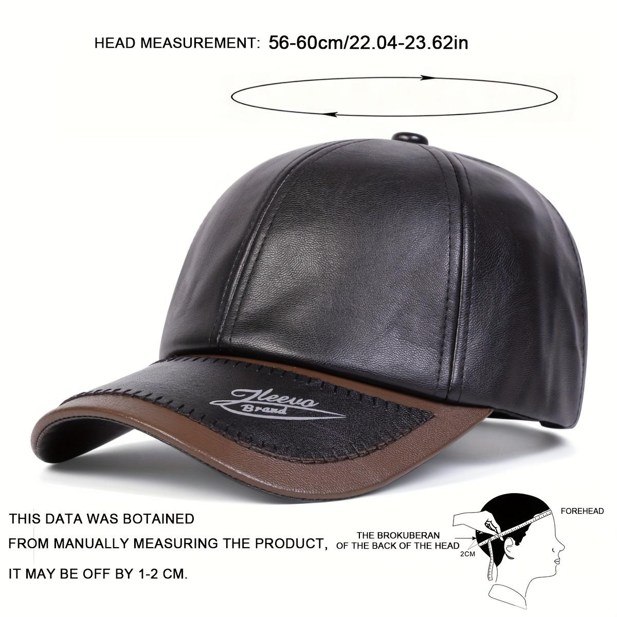 [Cozy Comfort] Men's Adjustable Faux Leather Baseball Cap - Warm, Casual Outdoor Hat for Fall and Winter, Ideal for Travel and Beach Parties, Beach Party Accessory | Casual Baseball Cap | Subtle Stitching Detail, Beach Hat