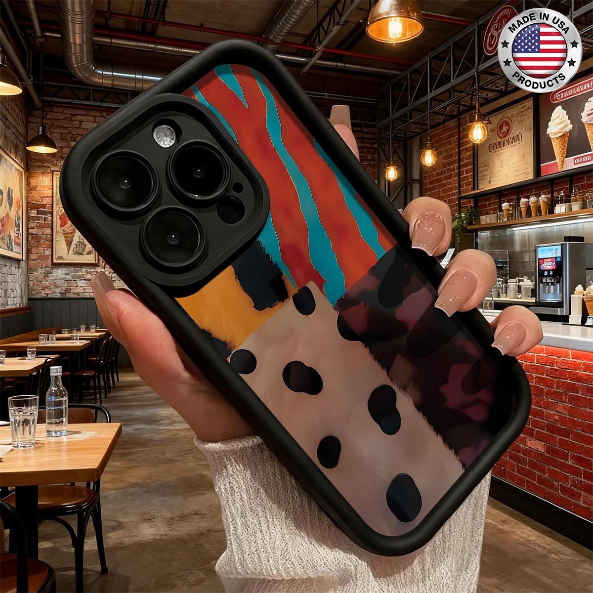 Trendy Abstract Patchwork Pattern Artistic Aesthetic Design Case for iPhone 17 16 15 14 Pro Max 13 12 11 XR XS Plus Air Slim Shockproof Anti Drop Protective Durable TPU Cover