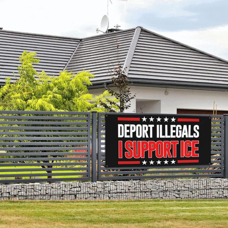 Deport Them All Illegals Banner Flag 3x6 Ft I Stand With Ice Flag Sign I Support Ice Banner Flags For Festival Party Holiday With 4 Metal Eyelets ICE Flag