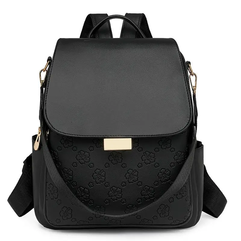 Women’s Embossed Leather Backpack, Vintage Casual Daypack, Stylish Multipurpose Shoulder Bag For Daily Commute, Travel, School, Fashion Ladies Lightweight Rucksack With Elegant Textured Surface