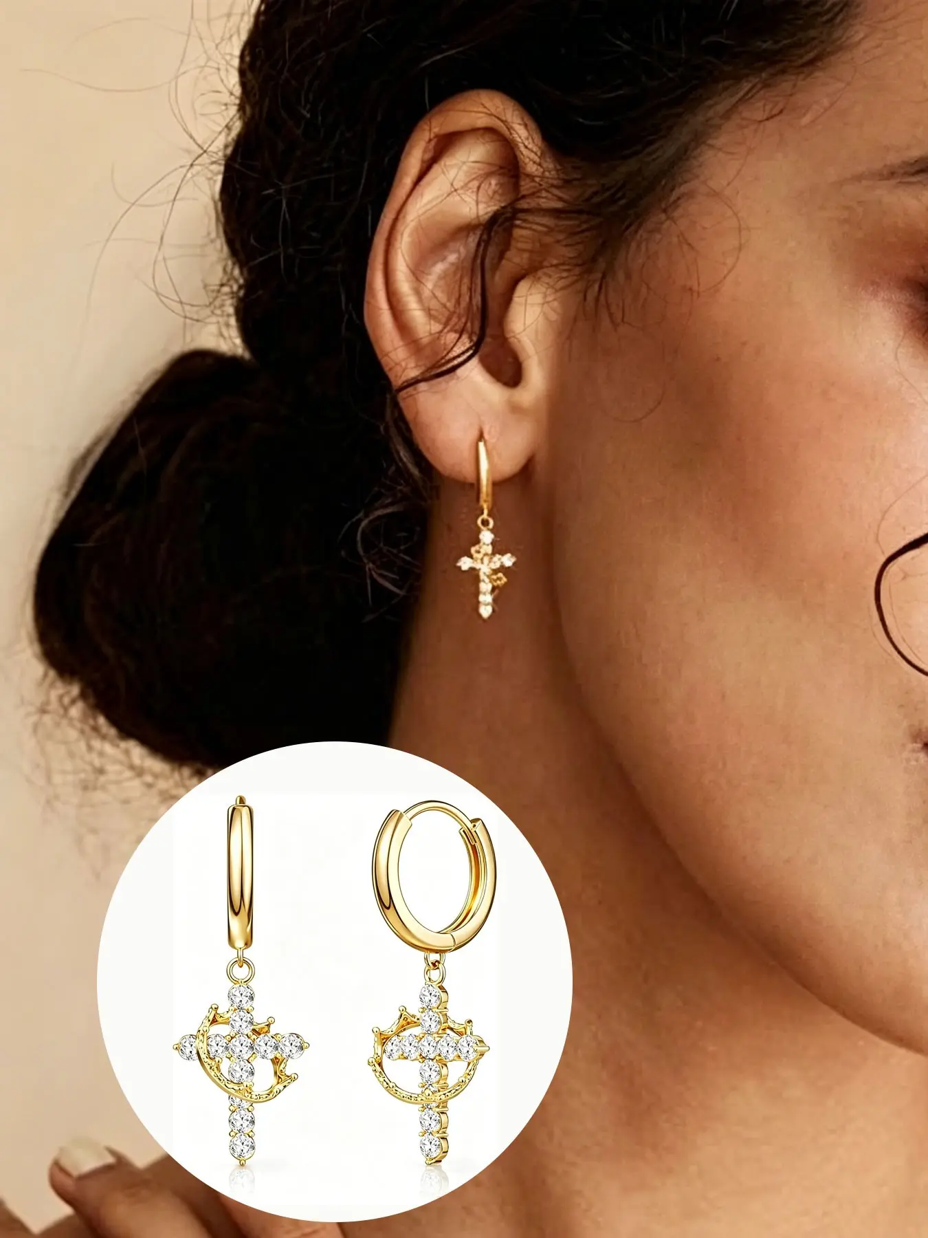 Cross Dangle Earrings for Women, Elegant Religious Jewelry, Summer Beach Accessory, Graduation Gift, Birthday Gift, Mother's Day Gift