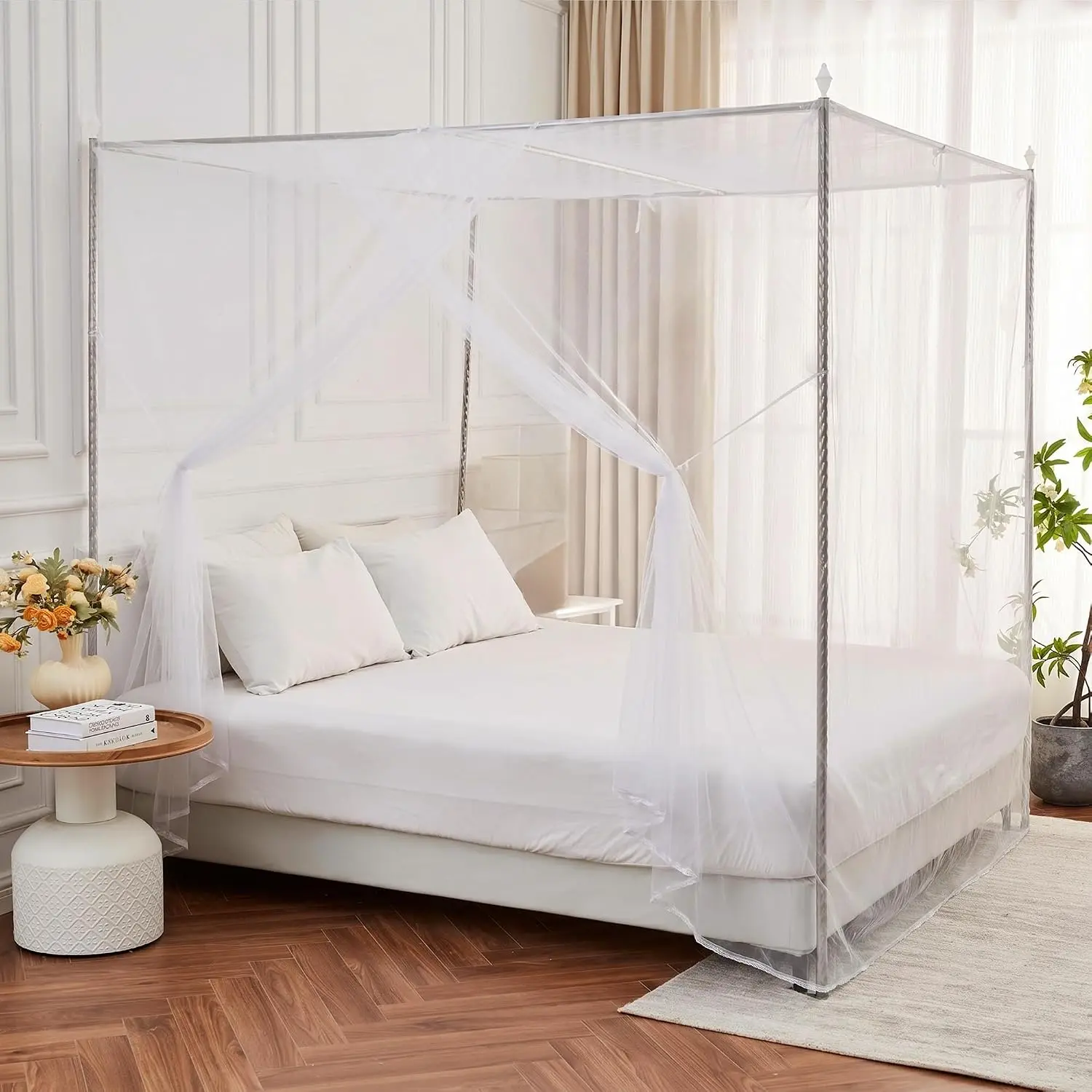 Mosquito Net for Bed Canopy Netting for Single to  Size Beds,  Side Opening Mosquiteros Cameros para Cuba Mosquiteros para Camas for Bedroom, Outdoor, Patio