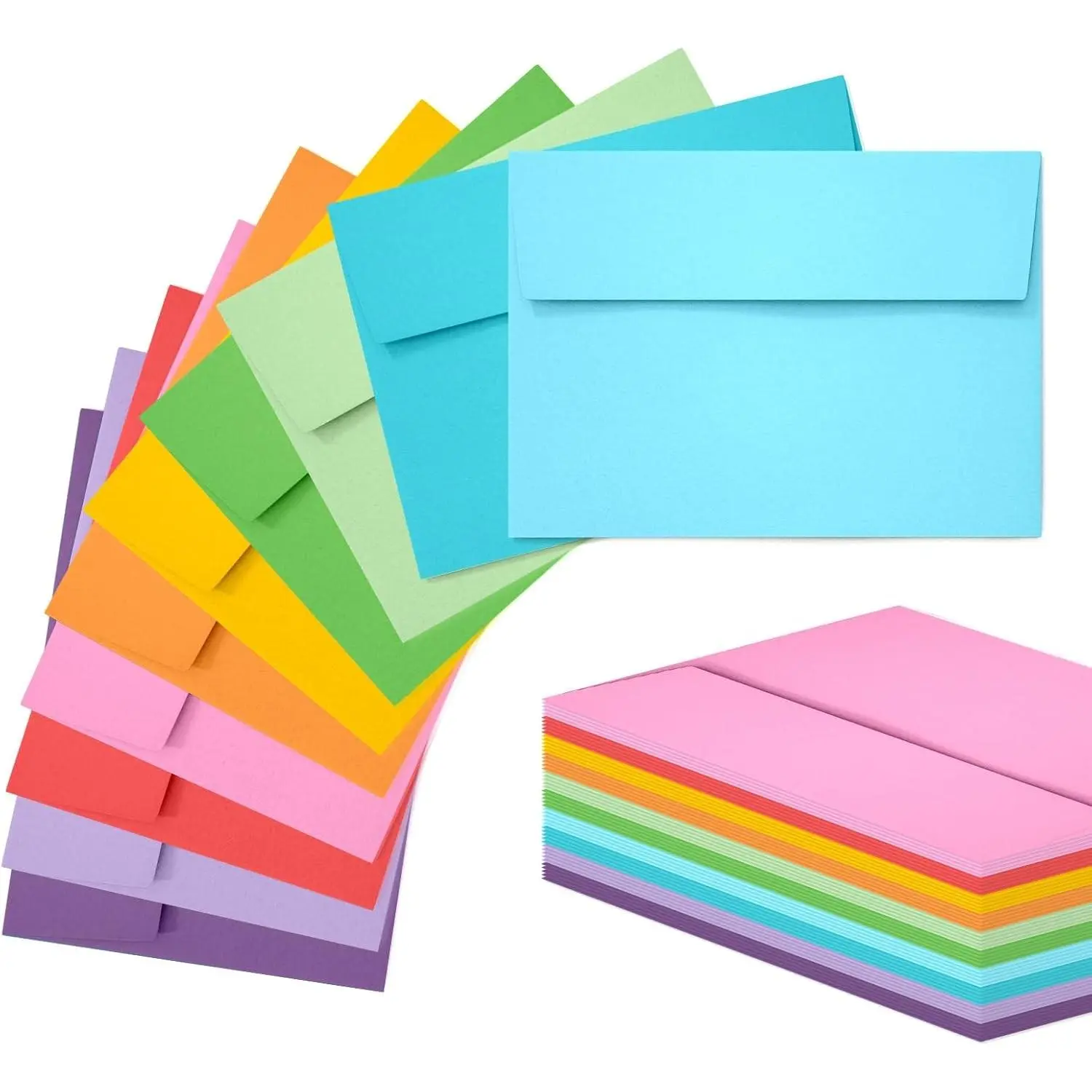 50 Pack 5x7 Colored Self-Seal Envelopes for Invitations, postcard, Wedding, Greeting Cards,Photos